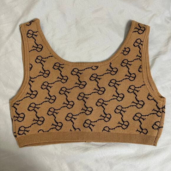 ROKH Logo Crop Tank Bra Top Size Large Brown Black - Picture 3 of 11